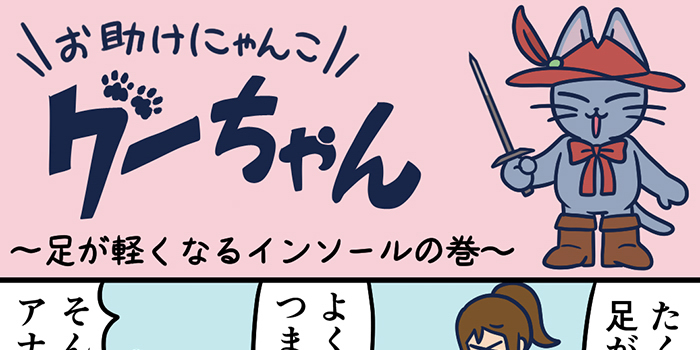 お助けにゃんこグーちゃんvol.23～足が軽くなるインソールの巻～