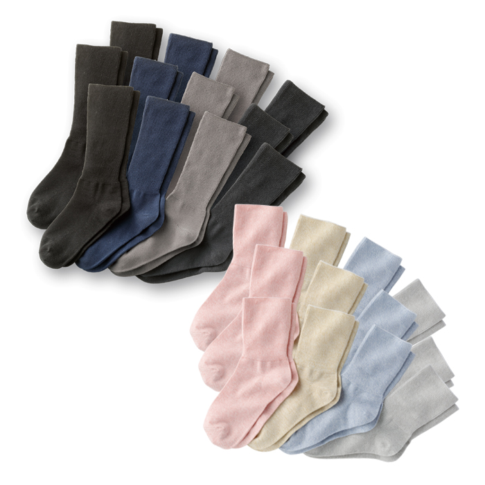 綿混しめつけません靴下 4色12足組 紳士用