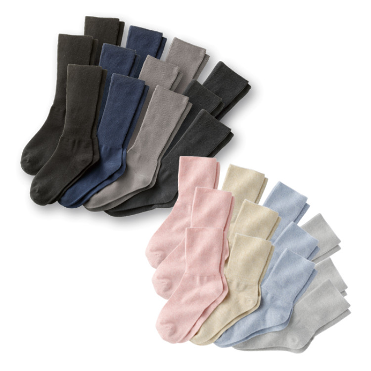 綿混しめつけません靴下 4色12足組 婦人用