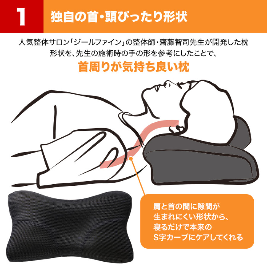 RAKUNA 整体枕(ブラック) 2個セット