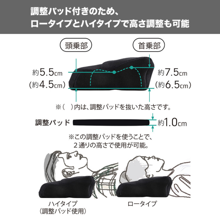 RAKUNA 整体枕(ブラック) 2個セット