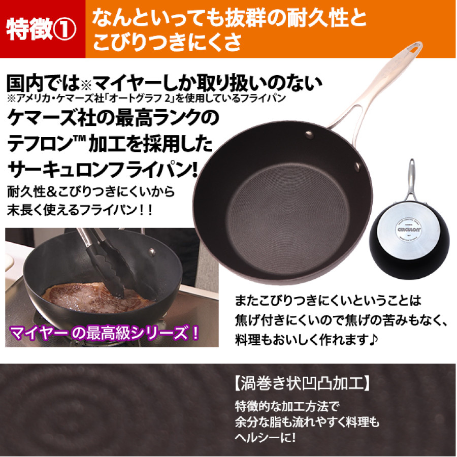 マイヤー サーキュロン フライパンセット 24cm(ガラス蓋付)