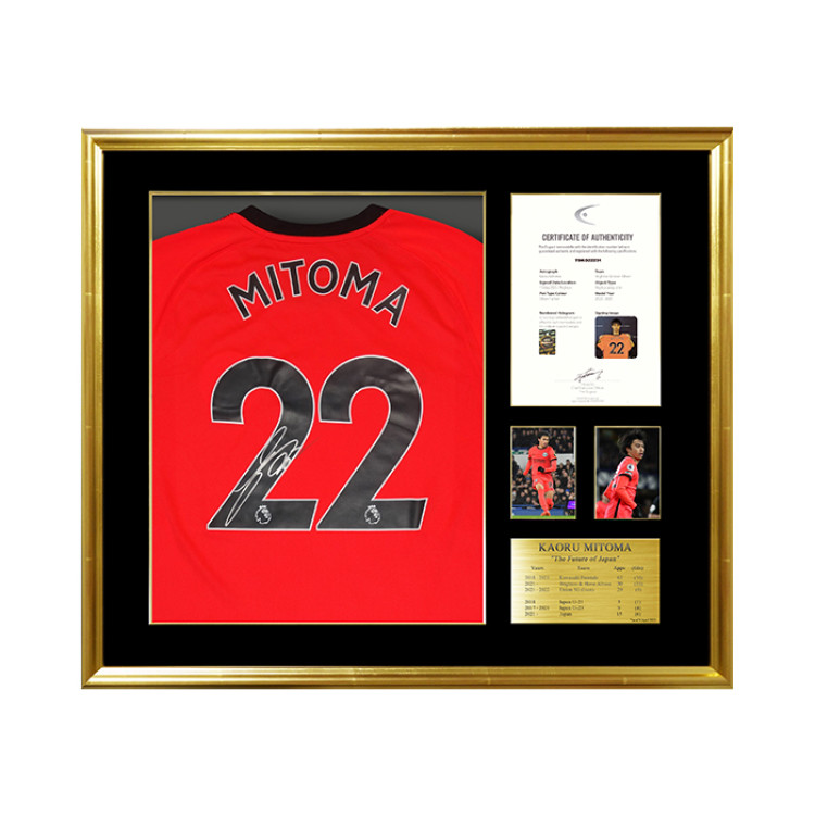 三笘薫 直筆サイン入り ブライトン22/23アウェイユニフォーム 特製フレーム