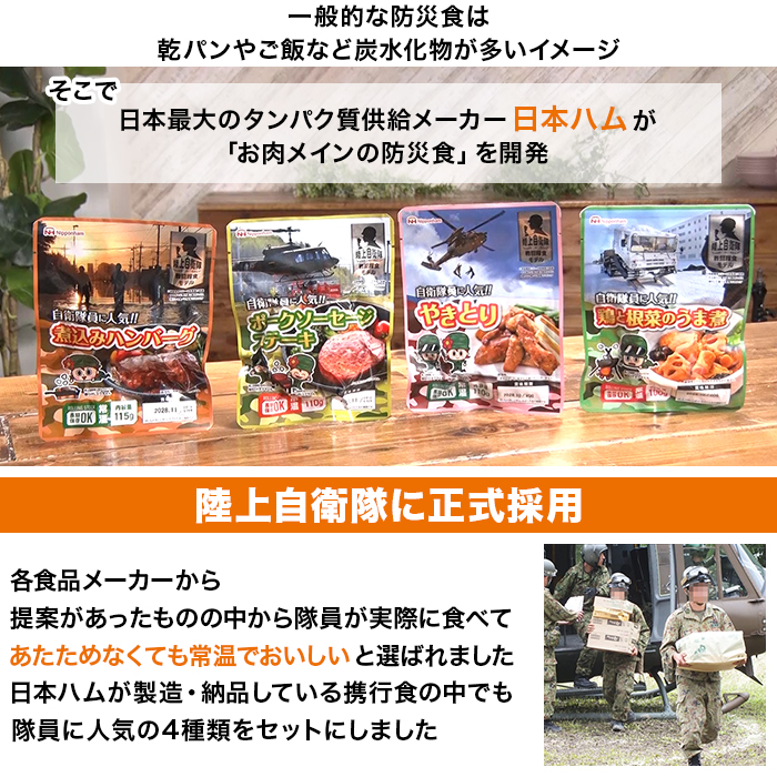 日本ハム 陸上自衛隊戦闘糧食モデル防災食 8食セット