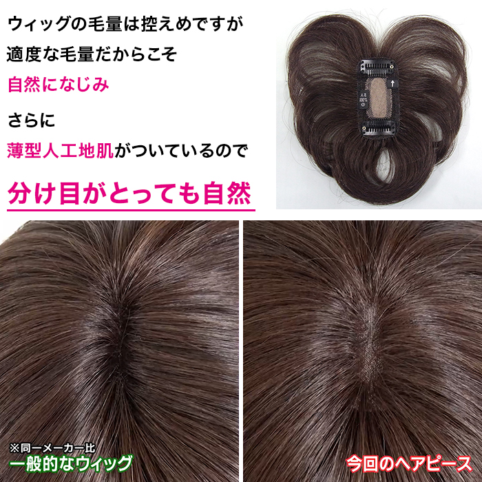 高級人毛100% 高品質カンタンどこでもヘアピース