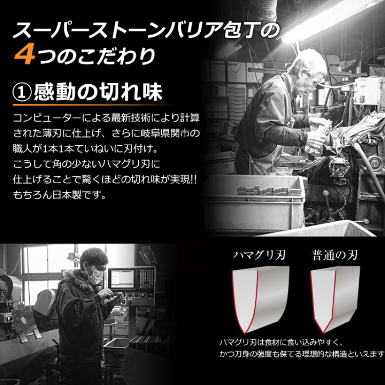 スーパーストーンバリア包丁(シャープナー付き)