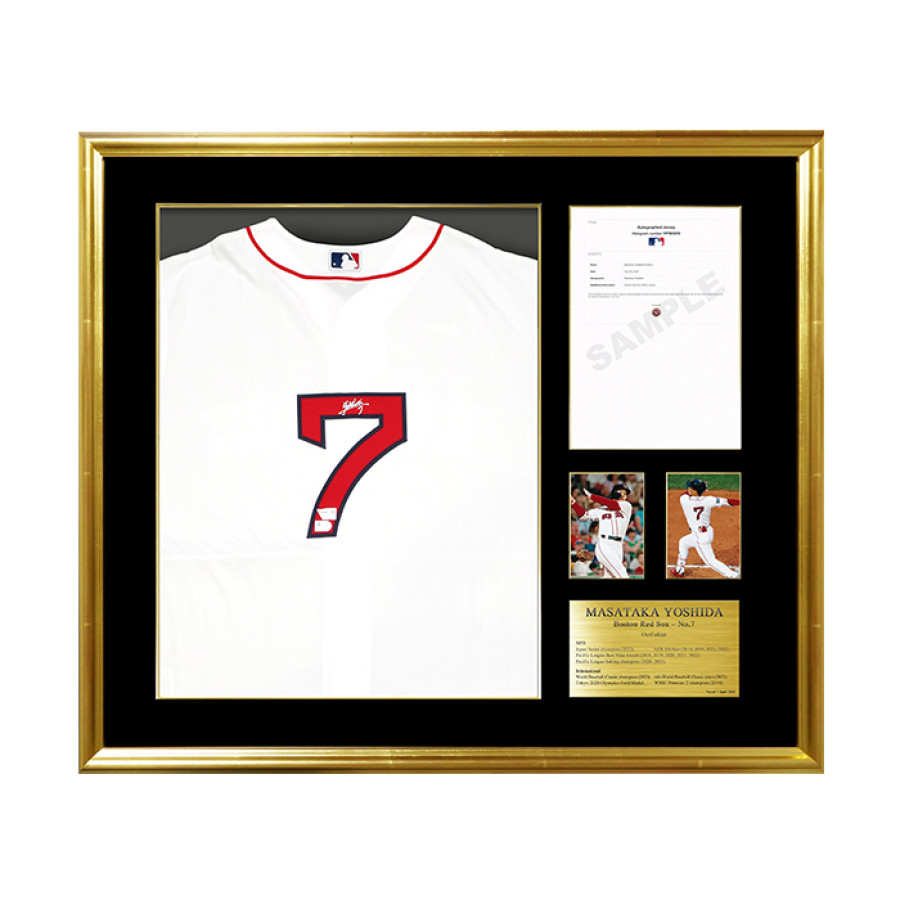 「吉田正尚」直筆サイン入り レッドソックスホーム レプリカユニフォーム 特製フレーム