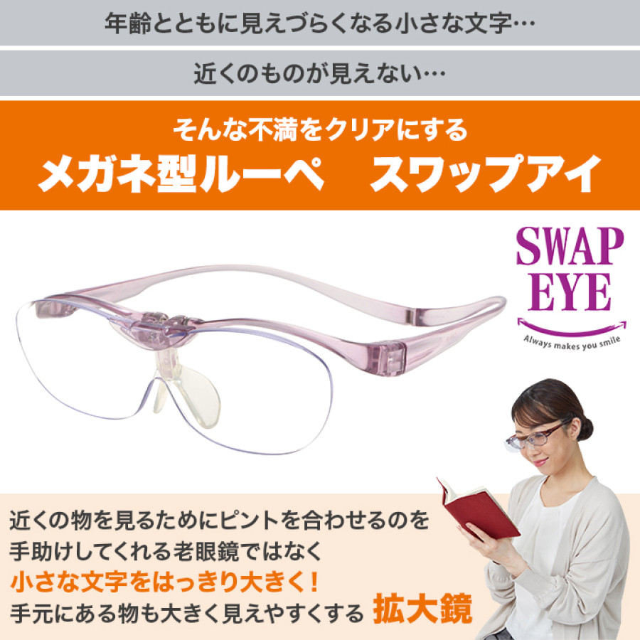 ダブルレンズ！メガネ型ルーペ スワップアイ