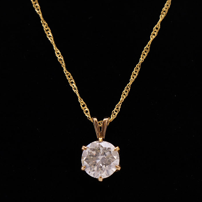 松屋銀座外商部 鑑定書付き純金1.3ctダイヤモンドペンダント