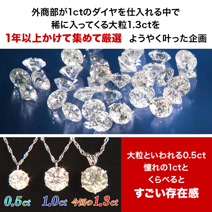 松屋銀座外商部 鑑定書付き純プラチナ1.3ctダイヤモンドペンダント