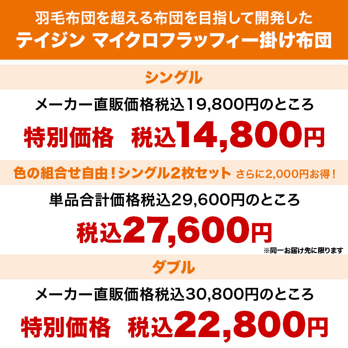 テイジン マイクロフラッフィー掛け布団  シングル