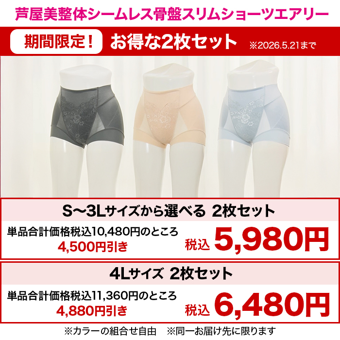 芦屋美整体 シームレス骨盤スリムショーツエアリー 4L