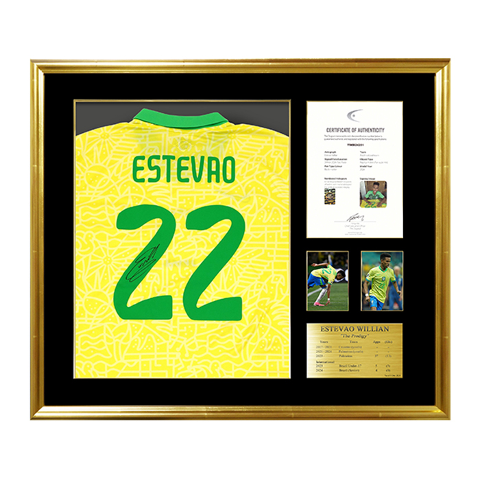 エステバン直筆サイン入りブラジル代表2024ホームユニフォーム 特製フレーム