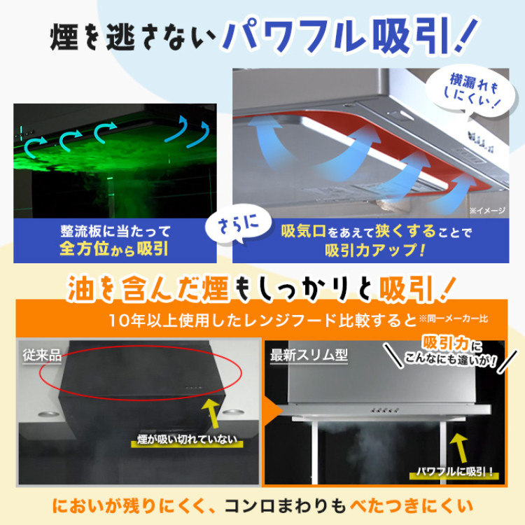 フィルターレス!スリム型レンジフード交換サービス(標準工事費込)60cm