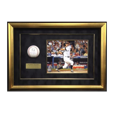 イチロー直筆サイン入りMLB公式試合球 特製フレーム(”HOF25”添書き入り/HOFロゴ入り)
