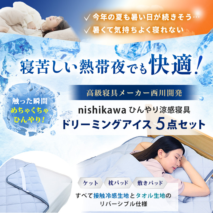 西川(nishikawa) ひんやり涼感寝具 ドリーミングアイス 5点セット  ダブル