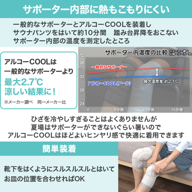 皮膚感覚ひざサポーターアルコーCOOL 2枚組