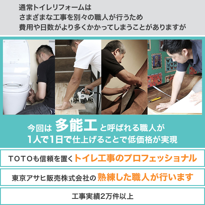 TOTOトイレリフォーム 便器交換＆床貼替 ウォシュレット (ノズルきれい・W保温機能付き・蓋オート開閉)