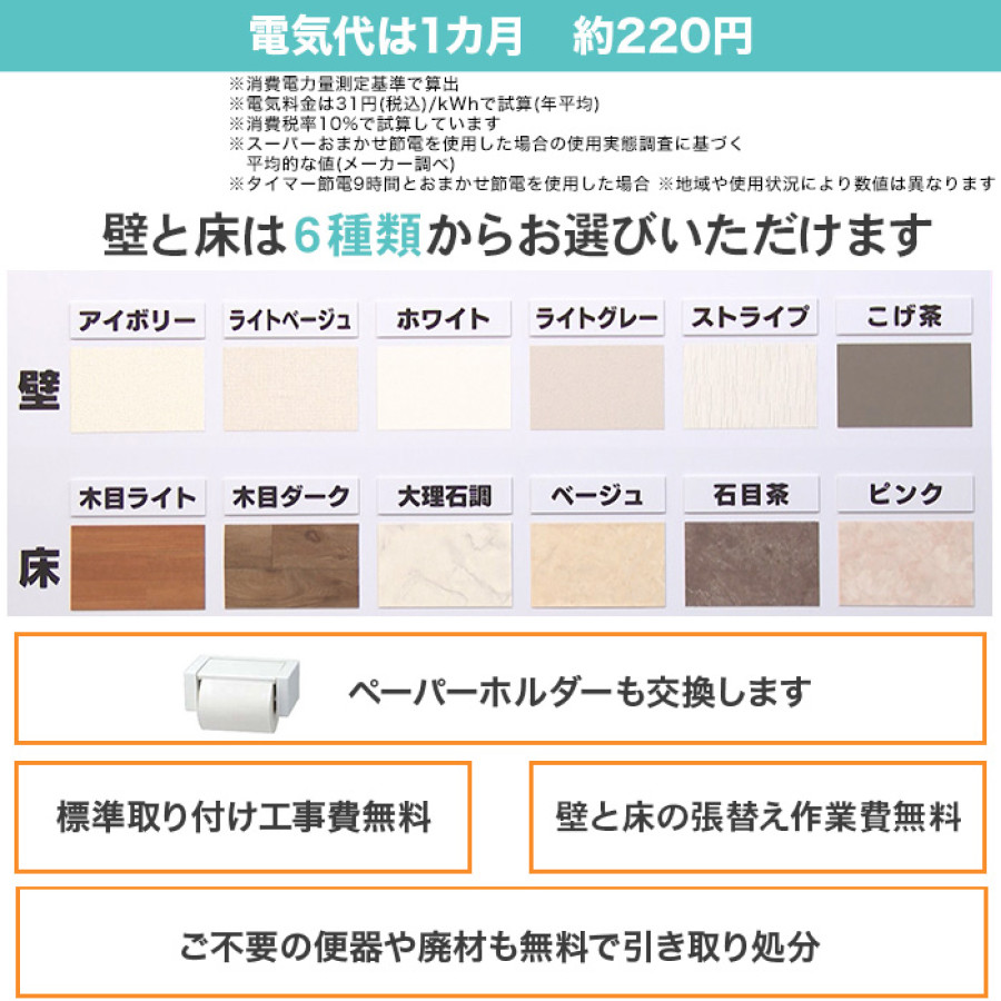 TOTOトイレリフォーム 和&rarr;洋 ウォシュレット (ノズルきれい・乾燥機能付き)