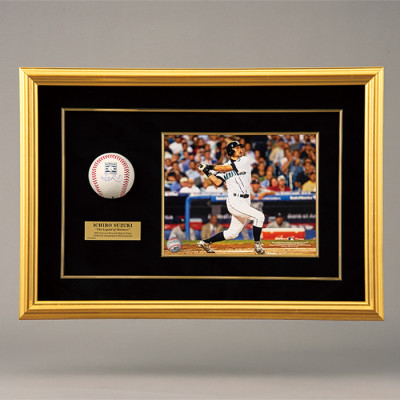 イチロー直筆サイン入りMLB公式試合球 特製フレーム(HOFロゴ入り)