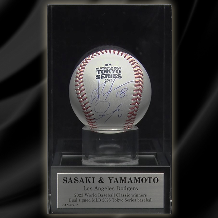 佐々木朗希＆山本由伸 直筆サイン入りMLB公式試合球 ディスプレイケース入り