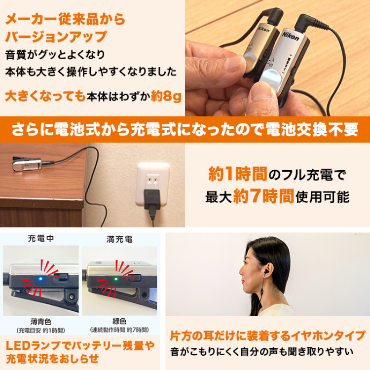 ニコン・エシロール充電式ハイパワー集音器 クリップ・ミニ チャージ
