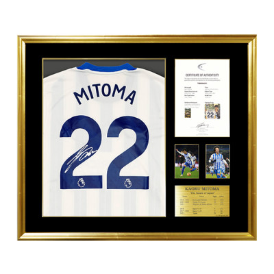 三笘薫 直筆サイン入りブライトン24/25ホームユニフォーム特製フレーム