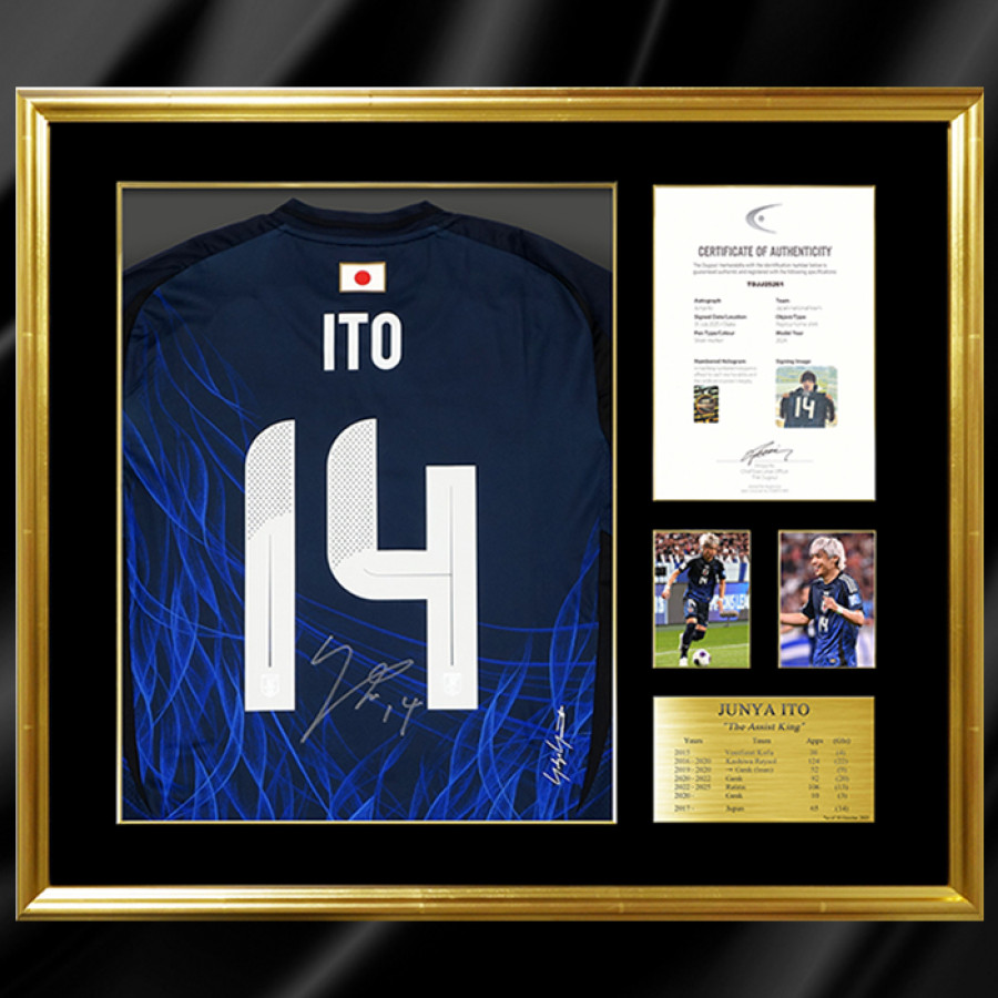 伊東純也 直筆サイン入り日本代表2024ホームユニフォーム特製フレーム