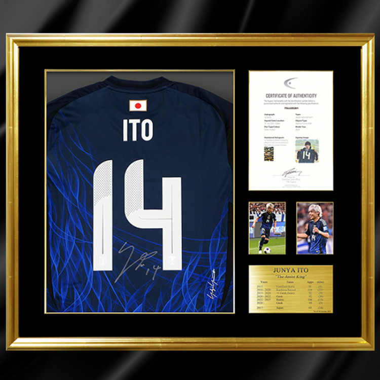 伊東純也 直筆サイン入り日本代表2024ホームユニフォーム特製フレーム
