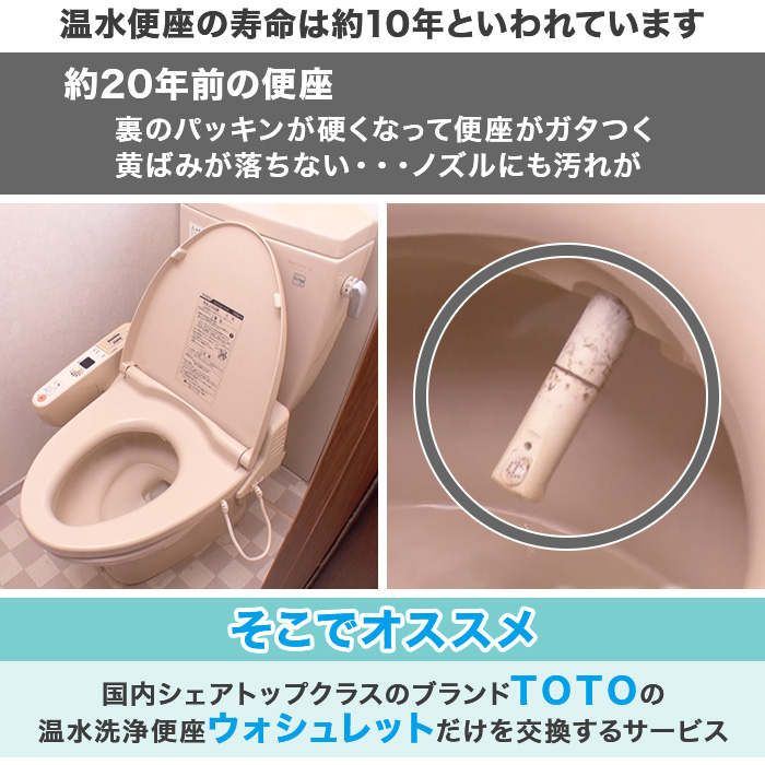 TOTOウォシュレット交換サービス(標準工事費込)