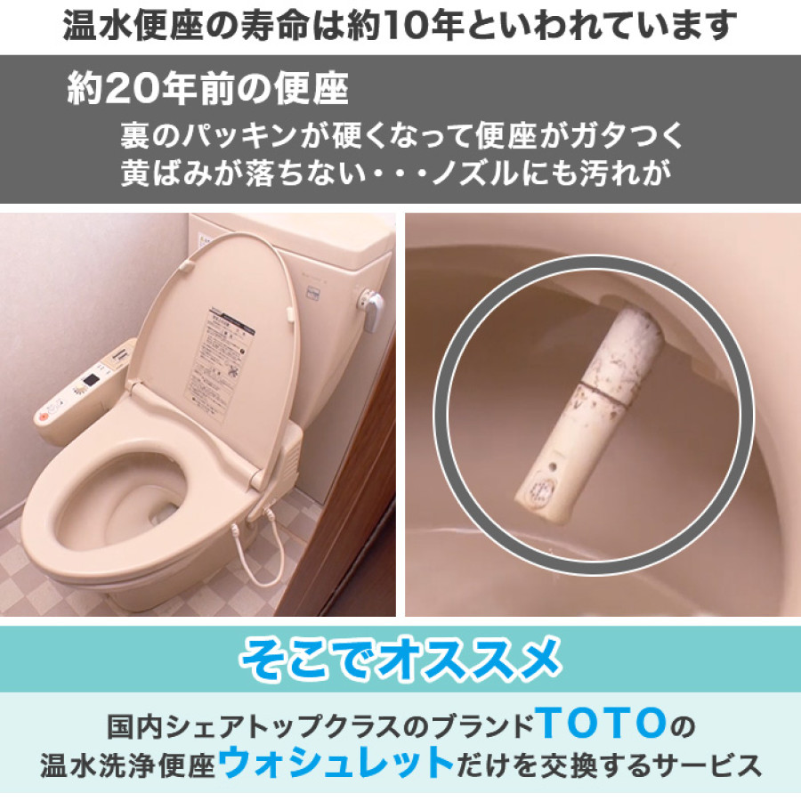 TOTOウォシュレット交換サービス(標準工事費込) オート開閉機能付き