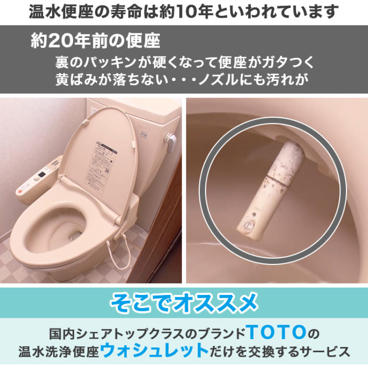 TOTOウォシュレット交換サービス(標準工事費込) オート開閉機能付き