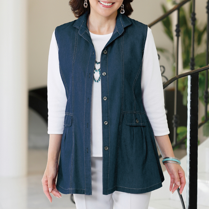 柔らかデニムデザインベスト