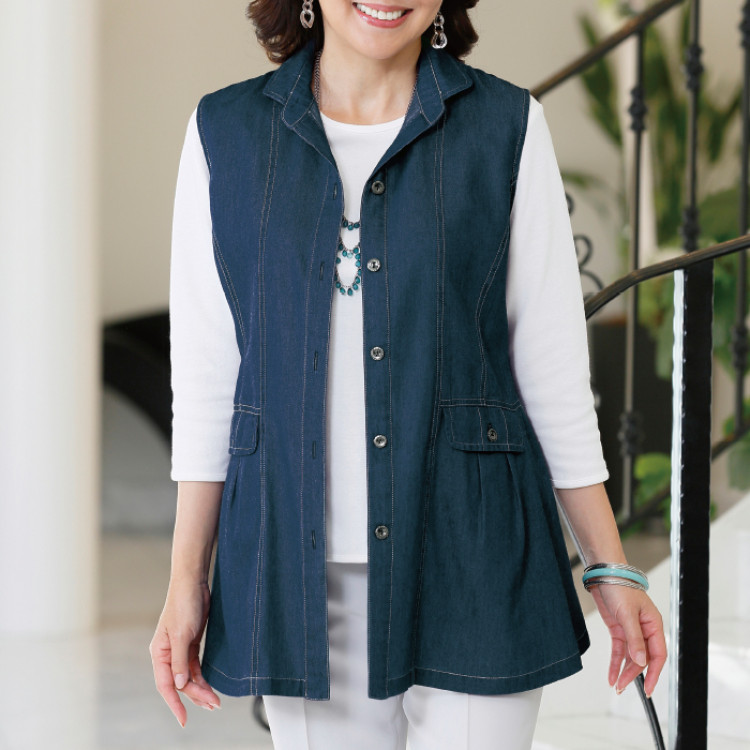 柔らかデニムデザインベスト