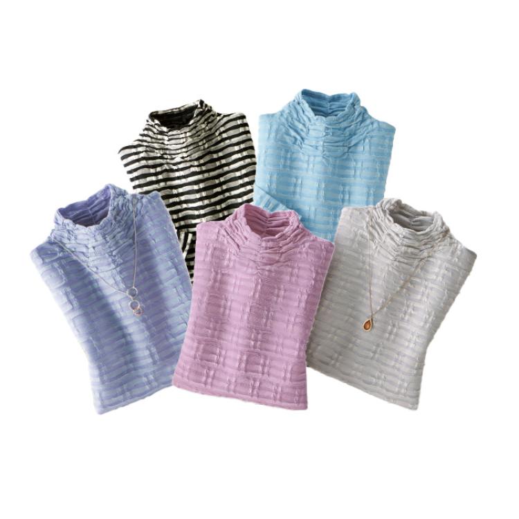 綿混素材の涼やかシャーリングプルオーバー