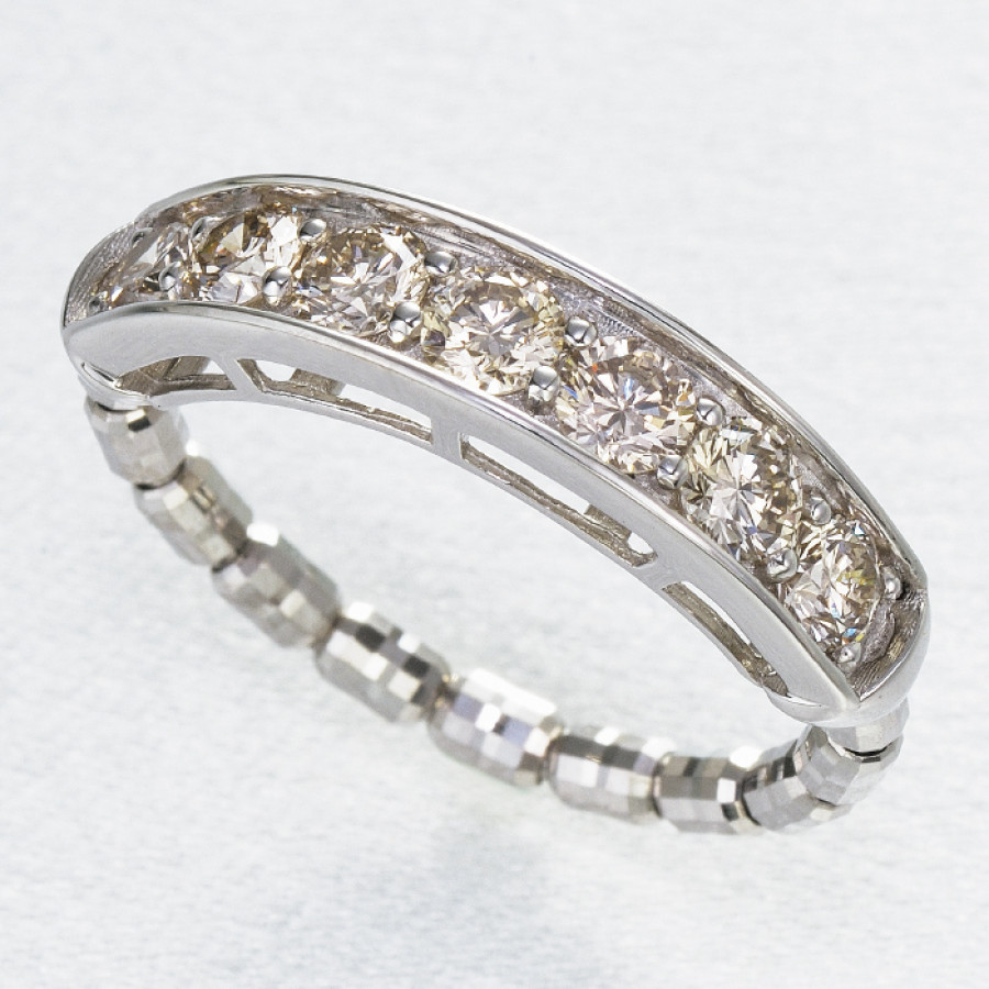 プラチナ950合計1.0ctダイヤモンドストレッチリング