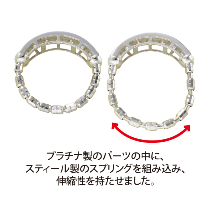 プラチナ950合計1.0ctダイヤモンドストレッチリング