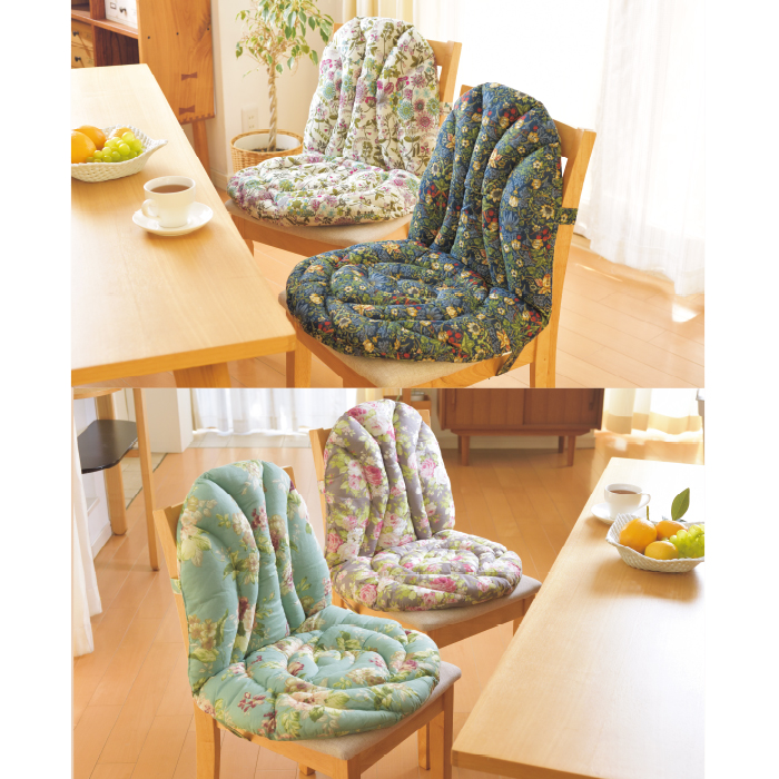 背あてクッション付きシートクッション同柄2個組