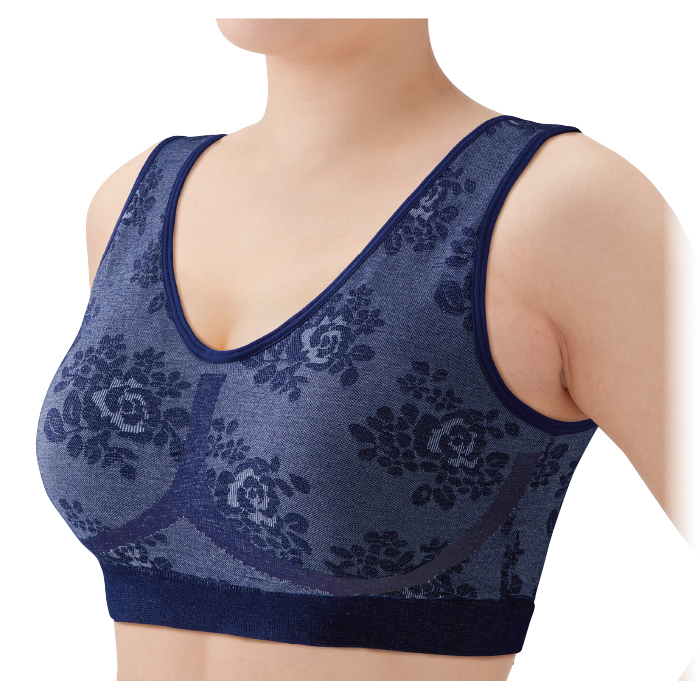 着け心地のいい綿混らくブラ 花柄3色組(同サイズ)