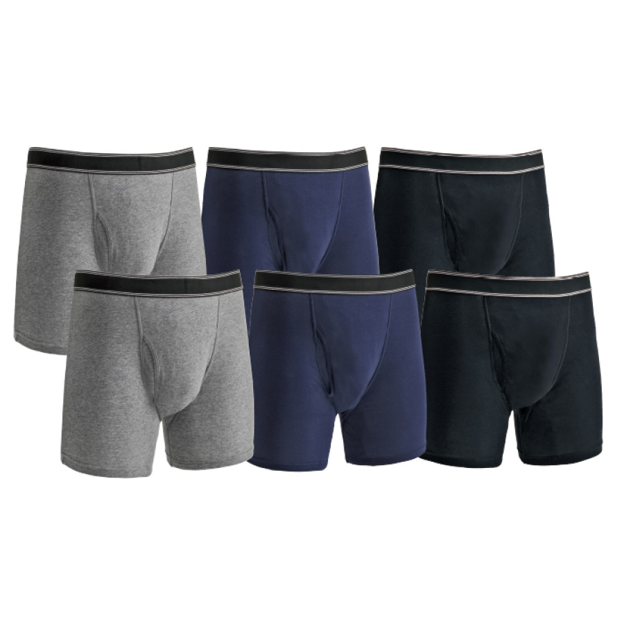 股下まで安心吸水パッド付ボクサーパンツ3色6枚組(同サイズ)