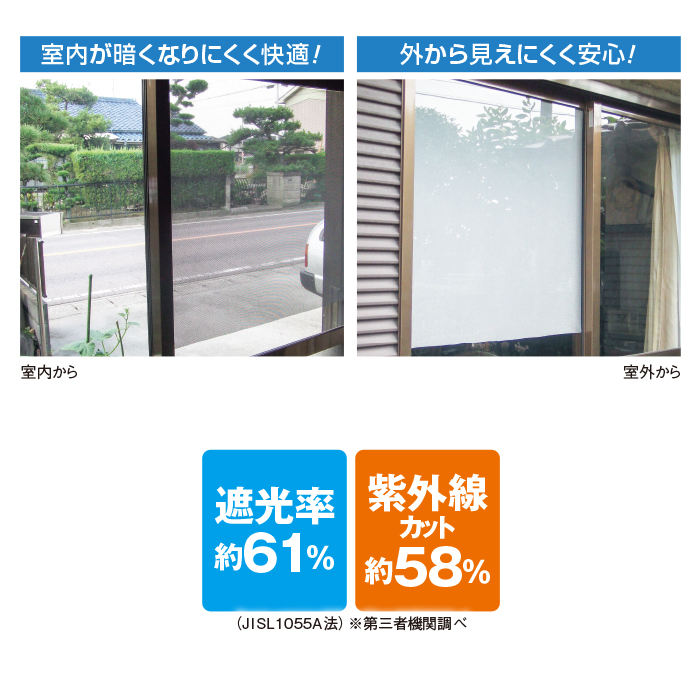 遮光・遮熱メッシュ(両面テープ貼り)2枚組