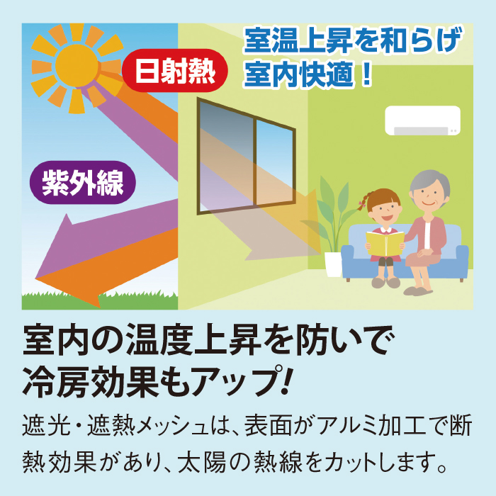 遮光・遮熱メッシュ(両面テープ貼り)2枚組