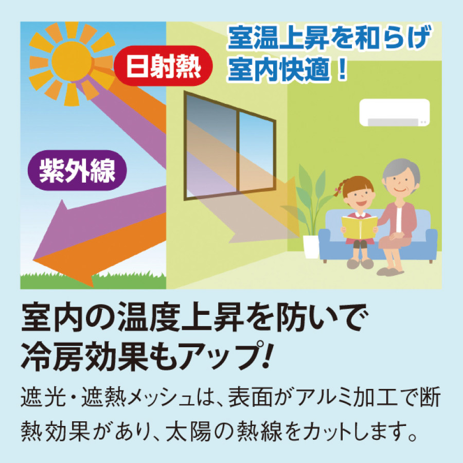 遮光・遮熱メッシュ(両面テープ貼り)4枚組