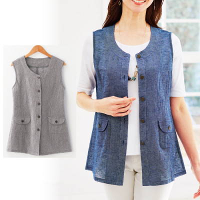 綿麻メッシュの軽やかベスト