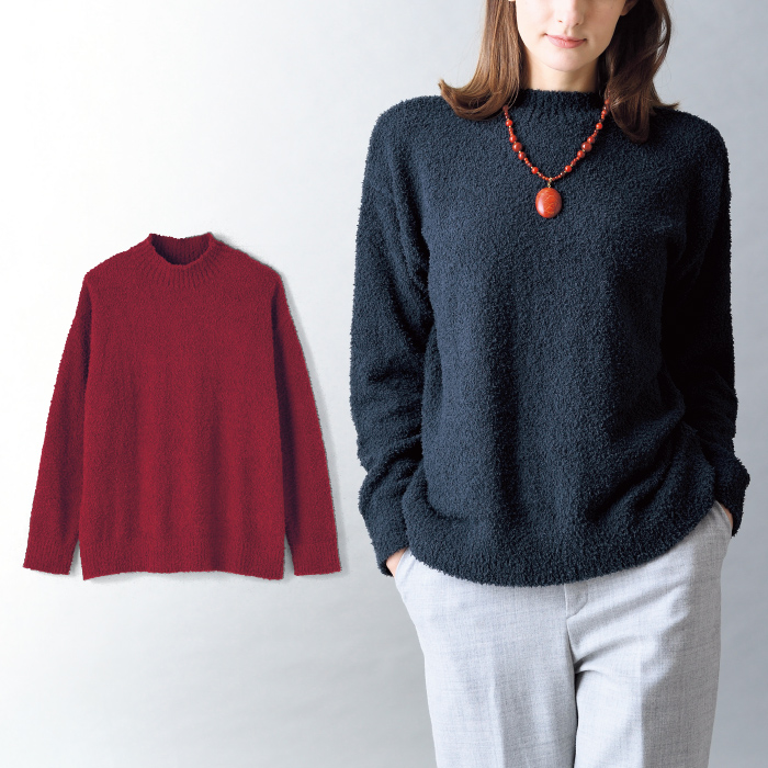 モックネックニットプルオーバー