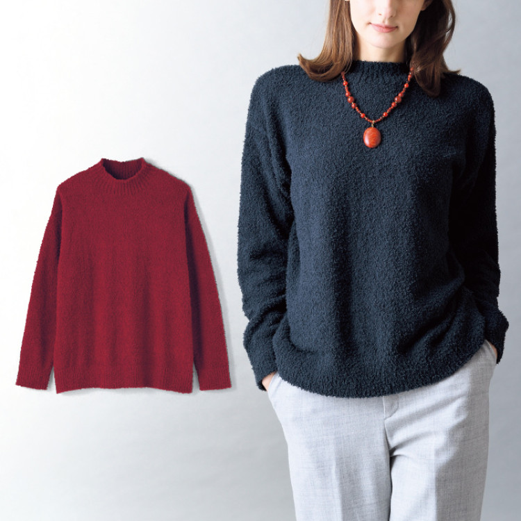 モックネックニットプルオーバー