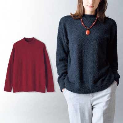 モックネックニットプルオーバー