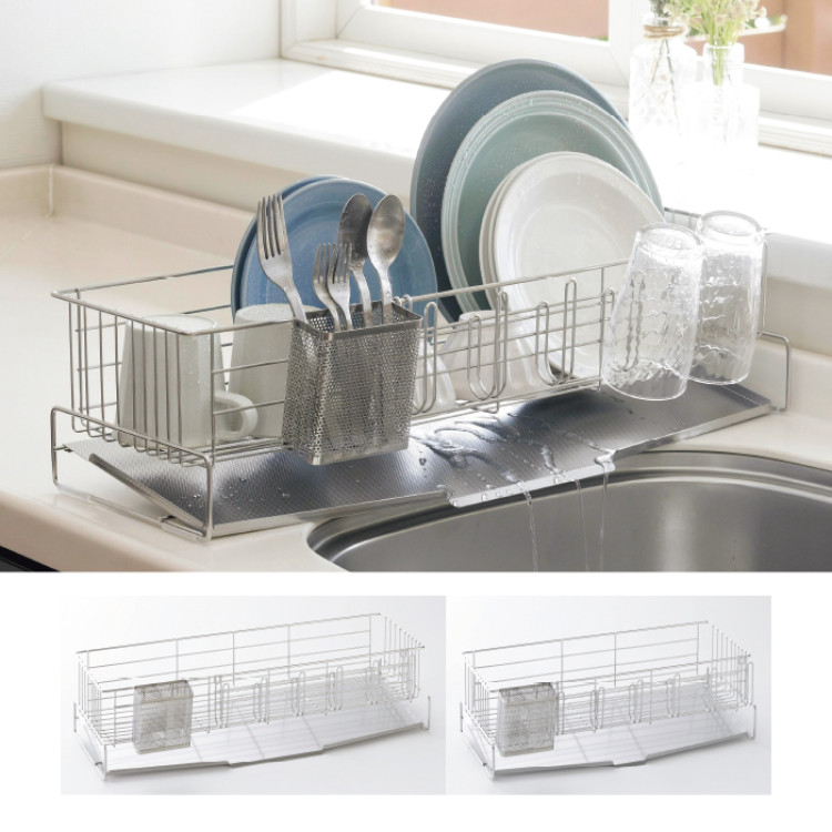 省スペースに置けるスリム水切りバスケット 奥行58cm