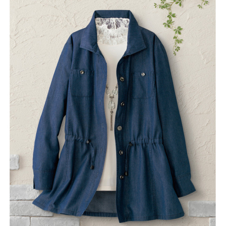 柔らかデニムブルゾン