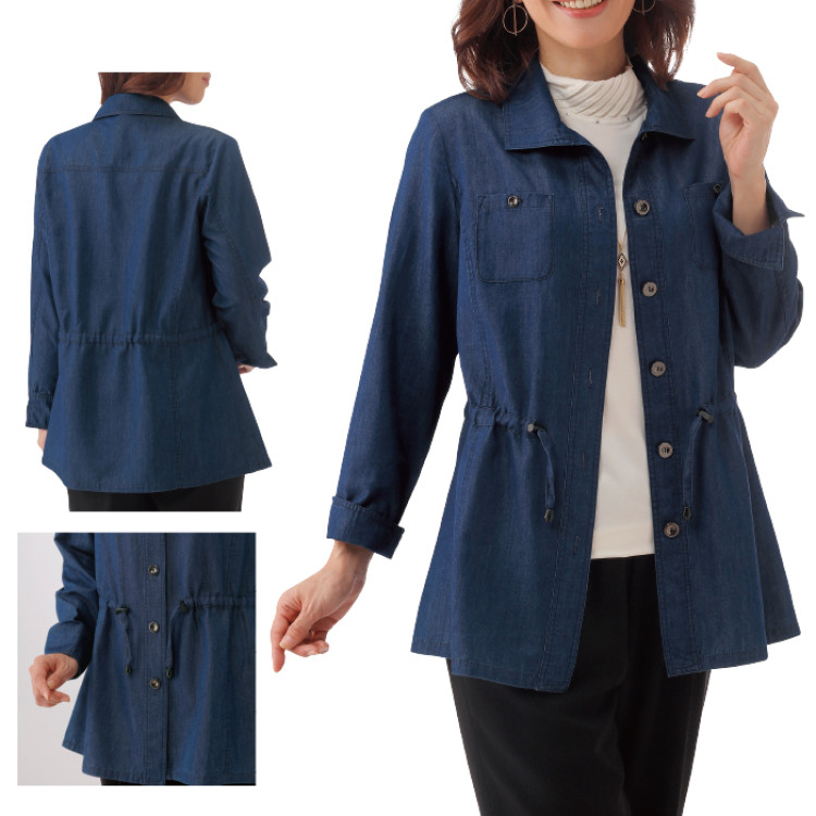 柔らかデニムブルゾン